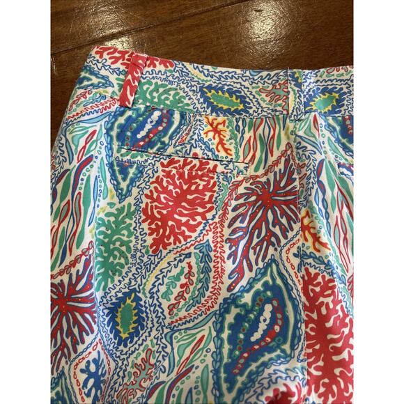 Lilly Pulitzer the Chipper short 8" inseam. Blue Coral green Size 12 - Picture 7 of 7
